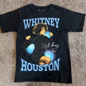 Whitney Houston T-Shirt I Will Always Love You Black Graphic‎ Tee Small